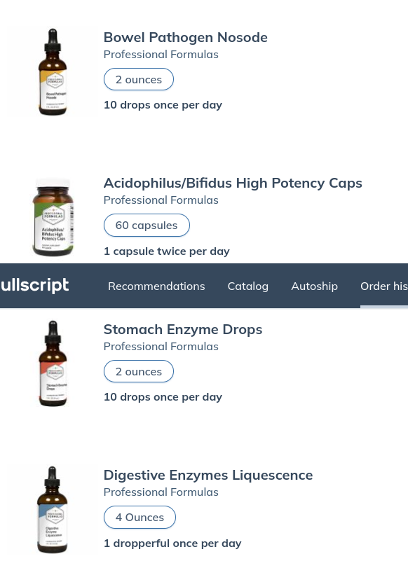 Fullscript gut health protocol