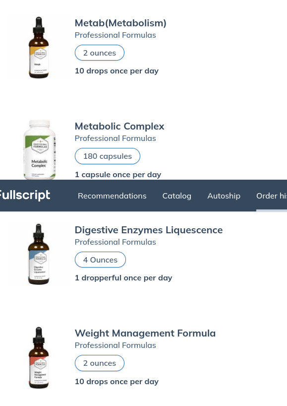 Fullscript metabolism protocol